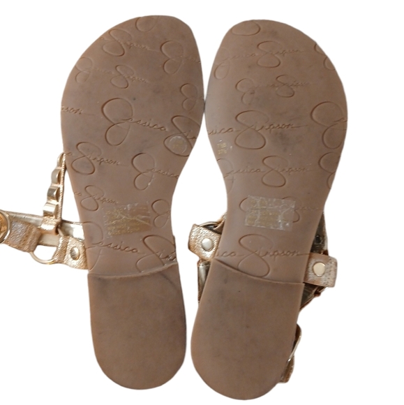 Jessica Simpson Gold Gladiator Studded Leather Sandals size 7.5 - Picture 8 of 10